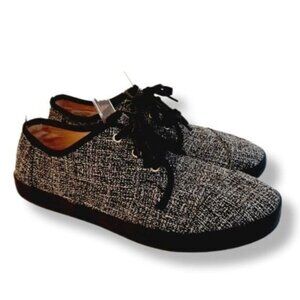 TOMS Paseo Tweed Fabric Lace-up Sneakers B&W Sz 7